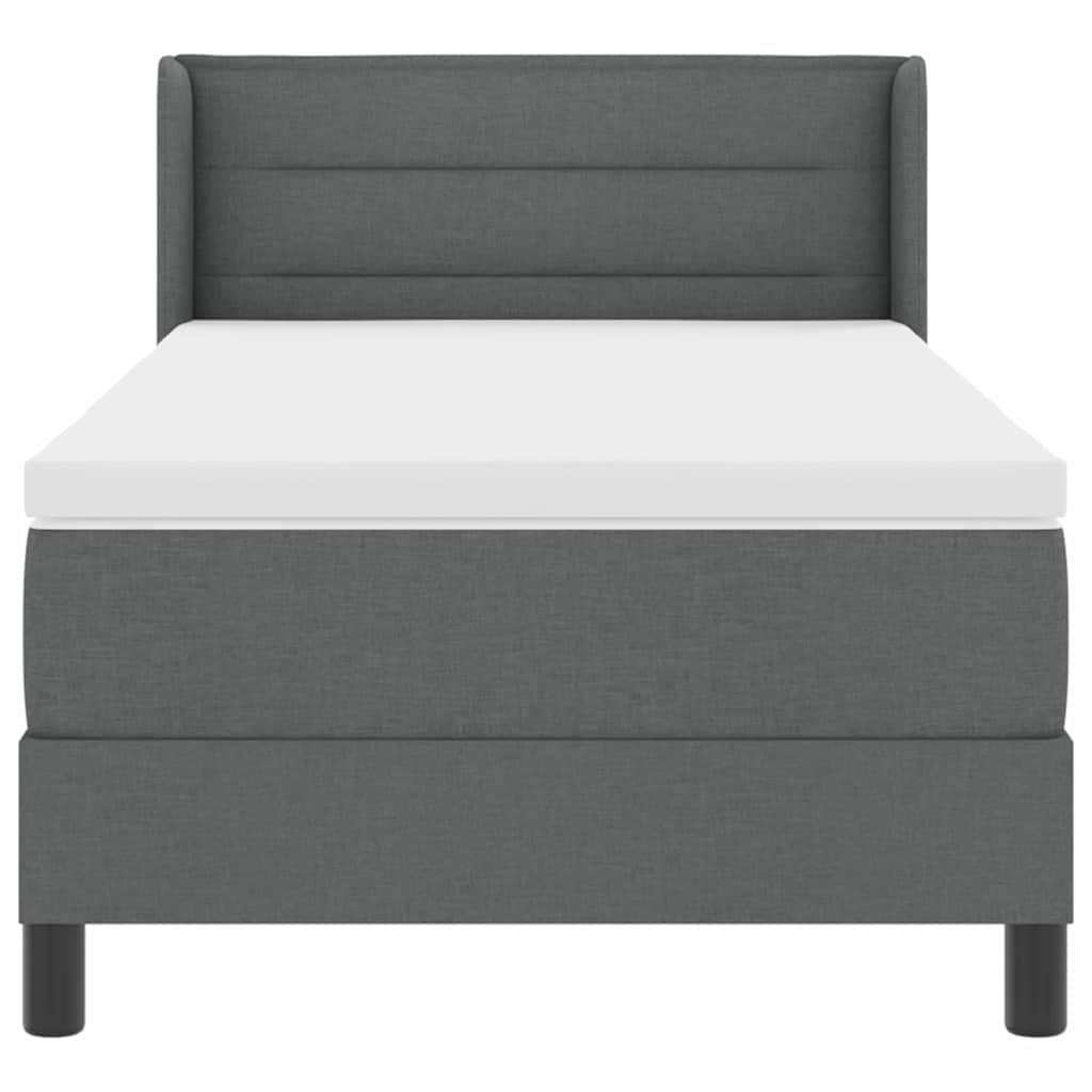 Postel S Boxspringem S Polštářem Tmavě Šedá 190 X 90 Cm Textil
