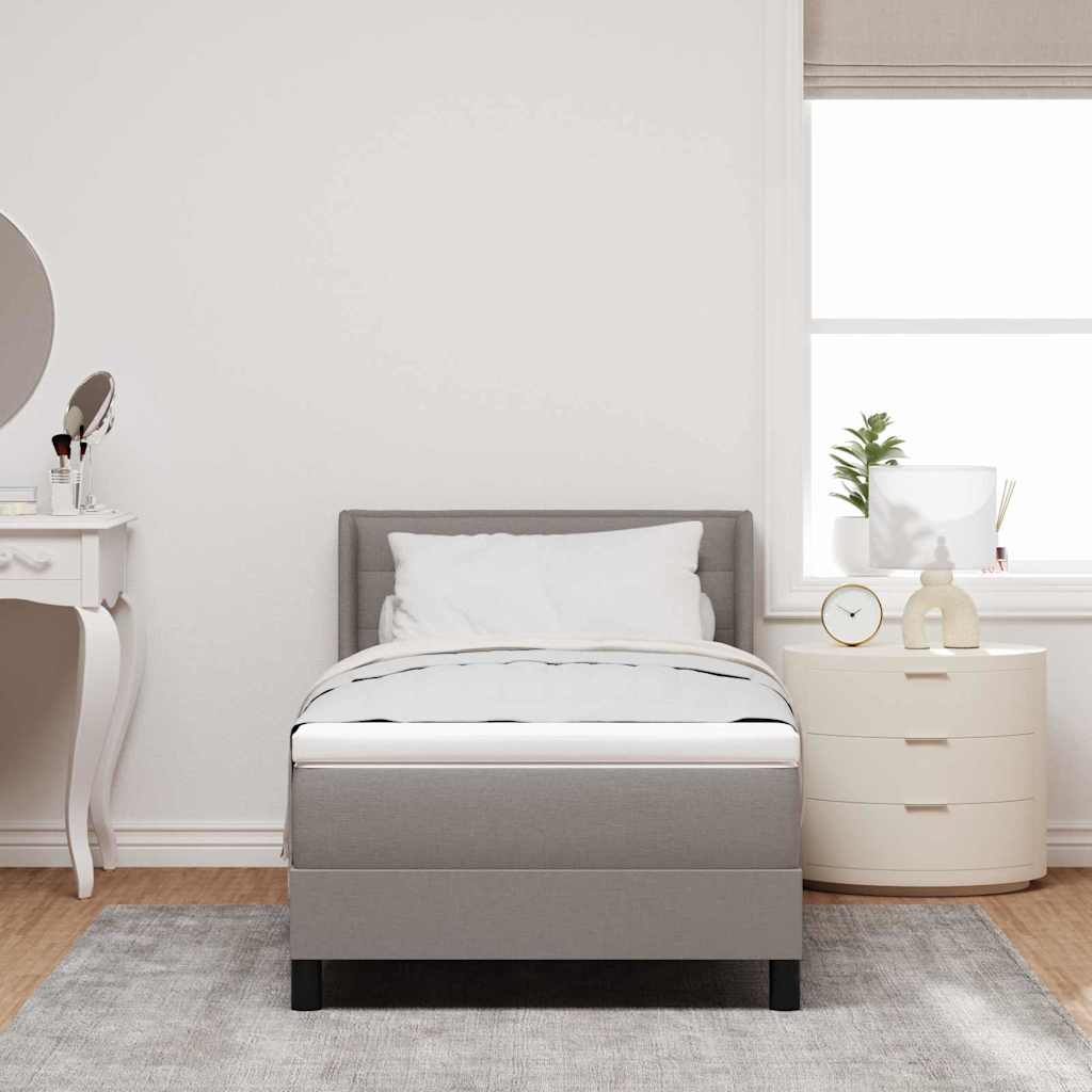 Postel S Boxspringem S Čelo Taupe 190 X 90 Cm Textil