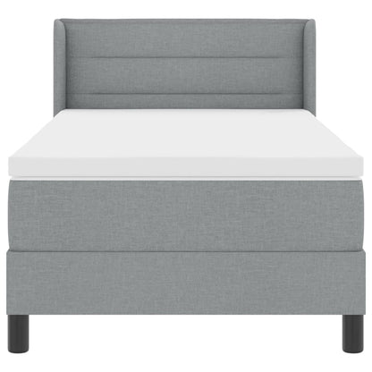 Postel S Boxspringem S Čelo Světle Šedá 200 X 90 Cm Textil