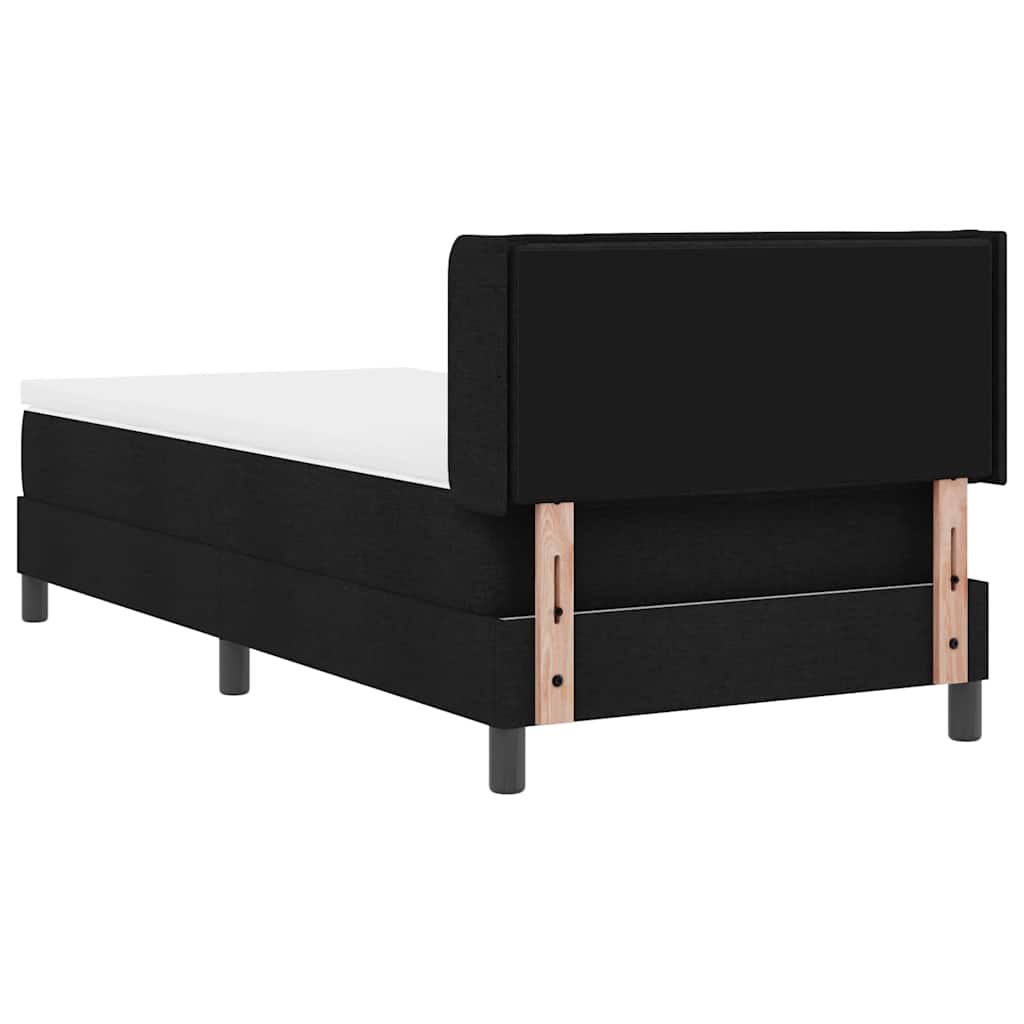 Postel S Boxspringem S Čelo Černý 200 X 90 Cm Textil