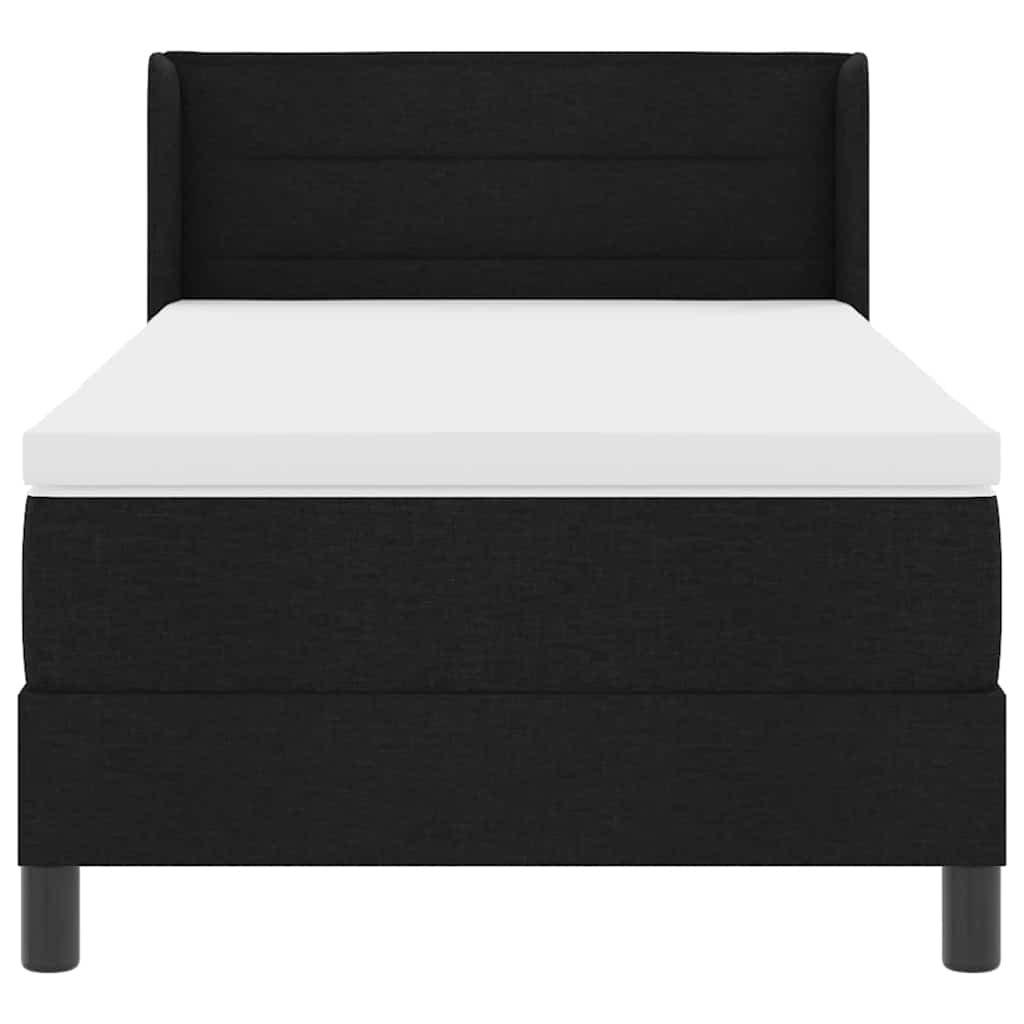 Postel S Boxspringem S Čelo Černý 200 X 90 Cm Textil