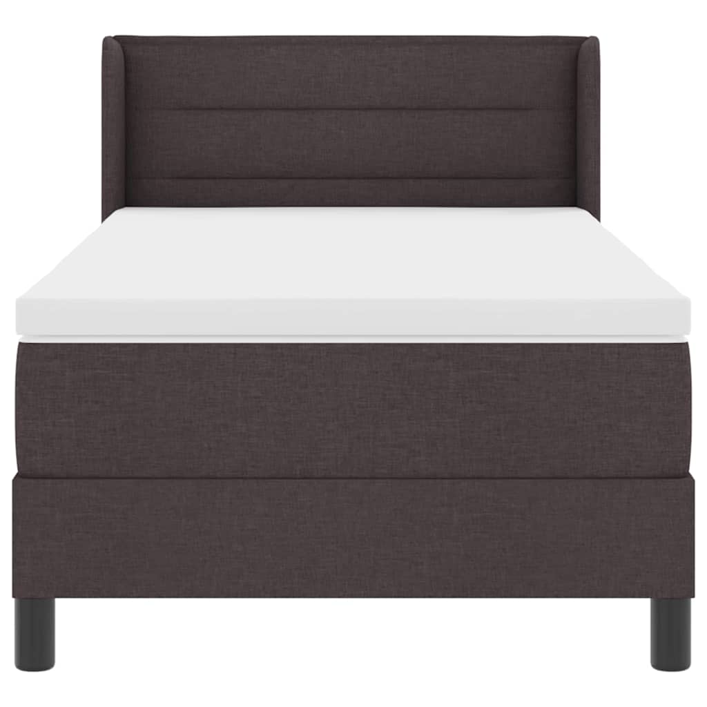 Postel S Boxspringem S Čelo Tmavě Hnědá 200 X 90 Cm Textil