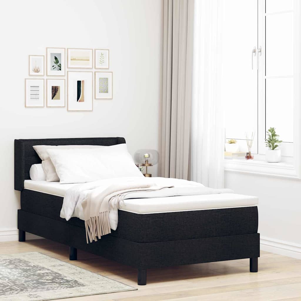 Postel S Boxspringem S Čelo Černý 200 X 100 Cm Textil