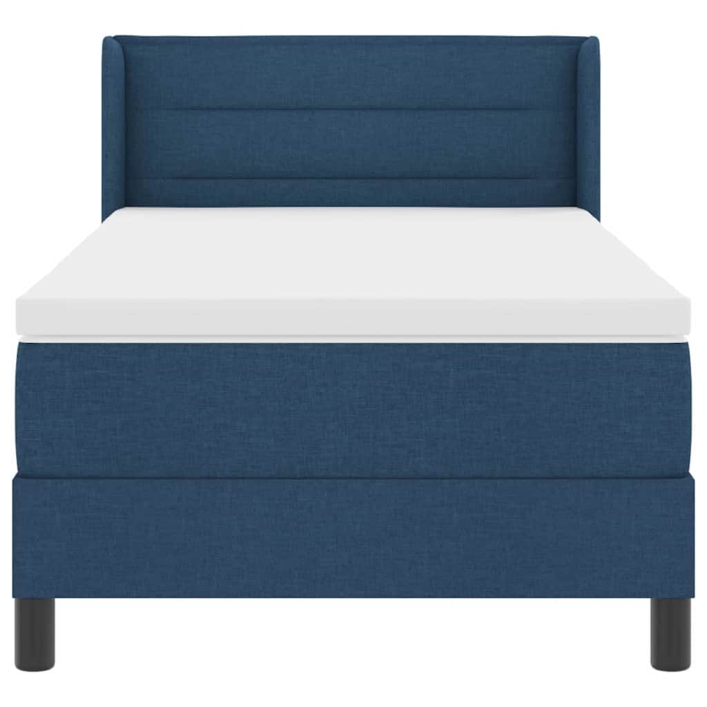 Postel S Boxspringem S Čelo Modrá 200 X 100 Cm Textil