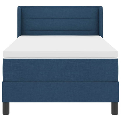 Postel S Boxspringem S Čelo Modrá 200 X 100 Cm Textil