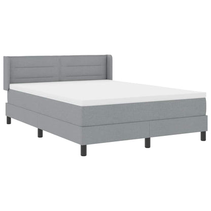 Postel S Boxspringem S Čelo Světle Šedá 190 X 140 Cm Textil