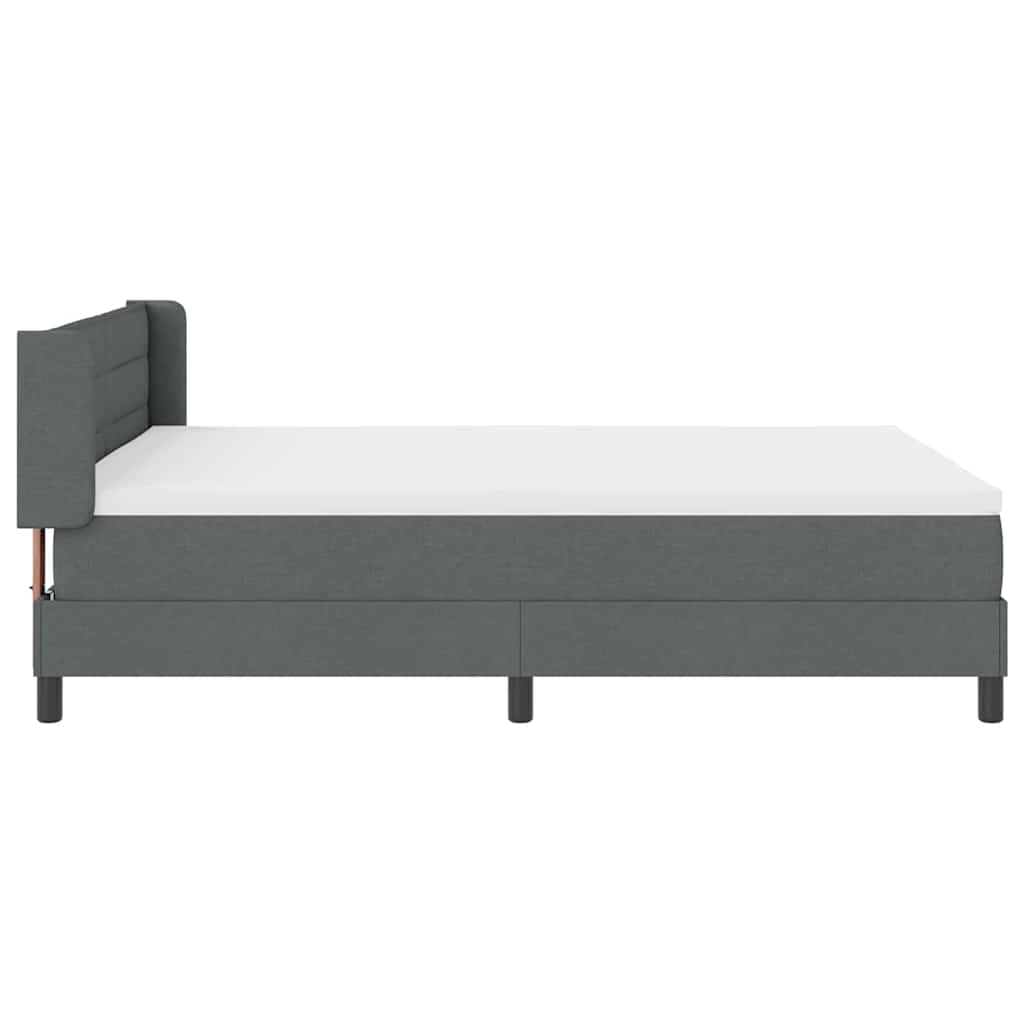Postel S Boxspringem S Čelo Tmavě Šedá 190 X 140 Cm Textil