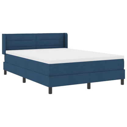 Postel S Boxspringem S Čelo Modrá 190 X 140 Cm Textil