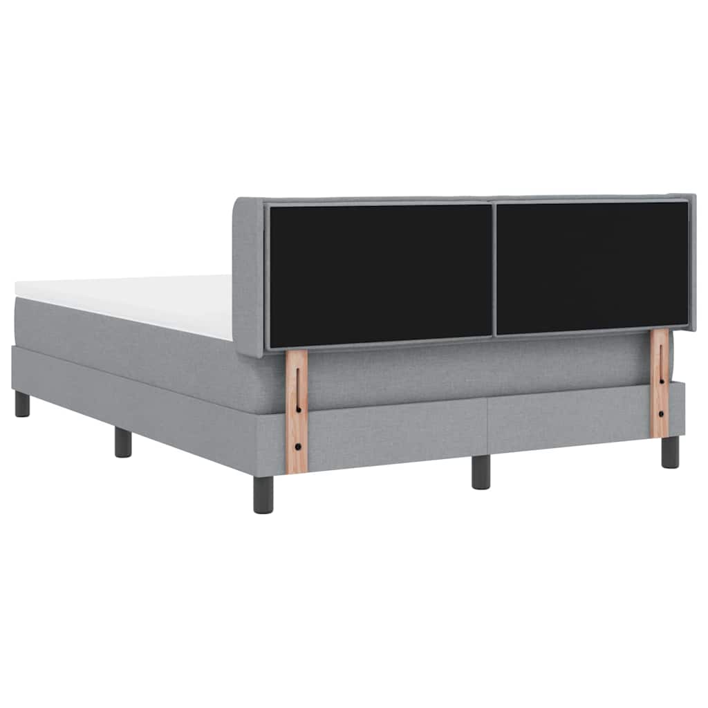Postel S Boxspringem S Čelo Světle Šedá 200 X 140 Cm Textil