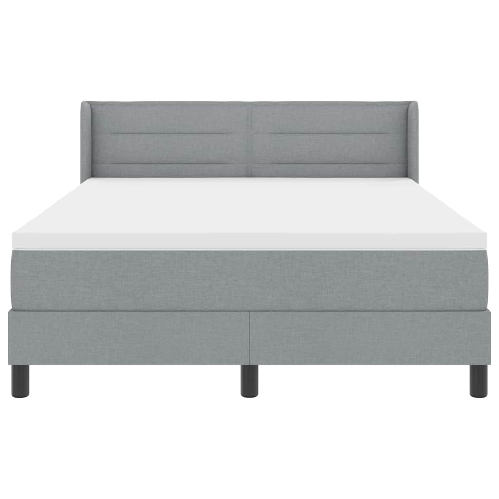 Postel S Boxspringem S Čelo Světle Šedá 200 X 140 Cm Textil