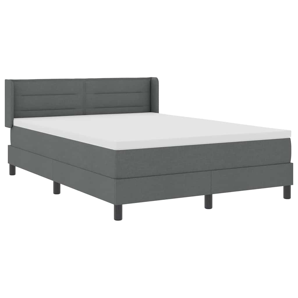 Postel S Boxspringem S Čelo Tmavě Šedá 200 X 140 Cm Textil