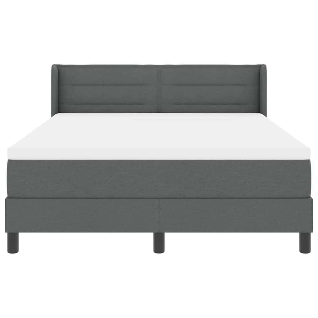 Postel S Boxspringem S Čelo Tmavě Šedá 200 X 140 Cm Textil