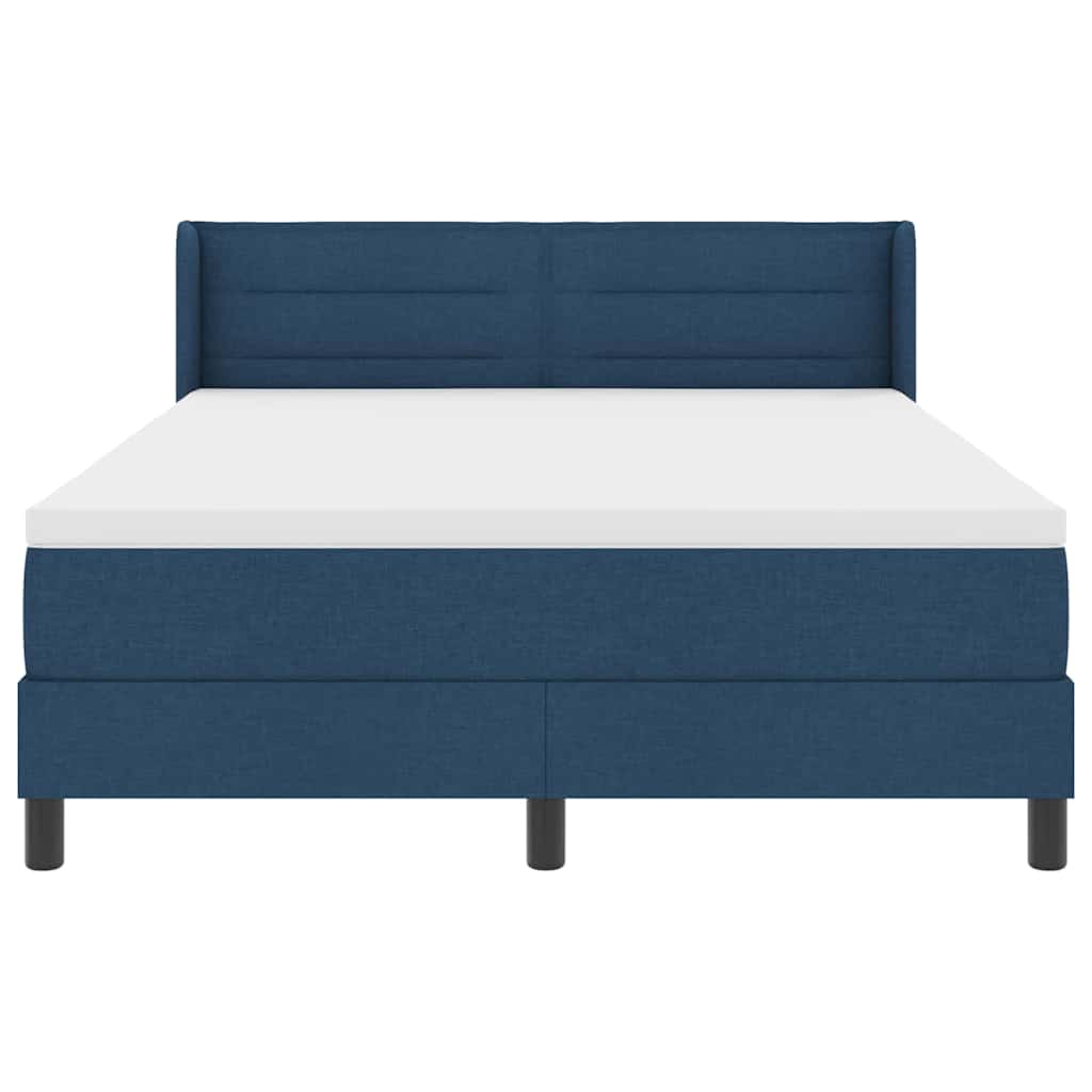 Postel S Boxspringem S Čelo Modrá 200 X 140 Cm Textil