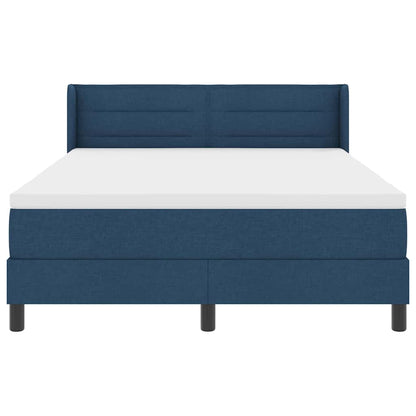 Postel S Boxspringem S Čelo Modrá 200 X 140 Cm Textil