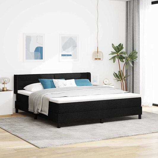 Postel S Boxspringem S Čelo Černý 200 X 180 Cm Textil