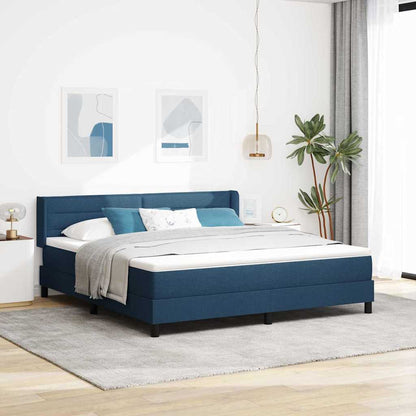 Postel S Boxspringem S Čelo Modrá 200 X 180 Cm Textil