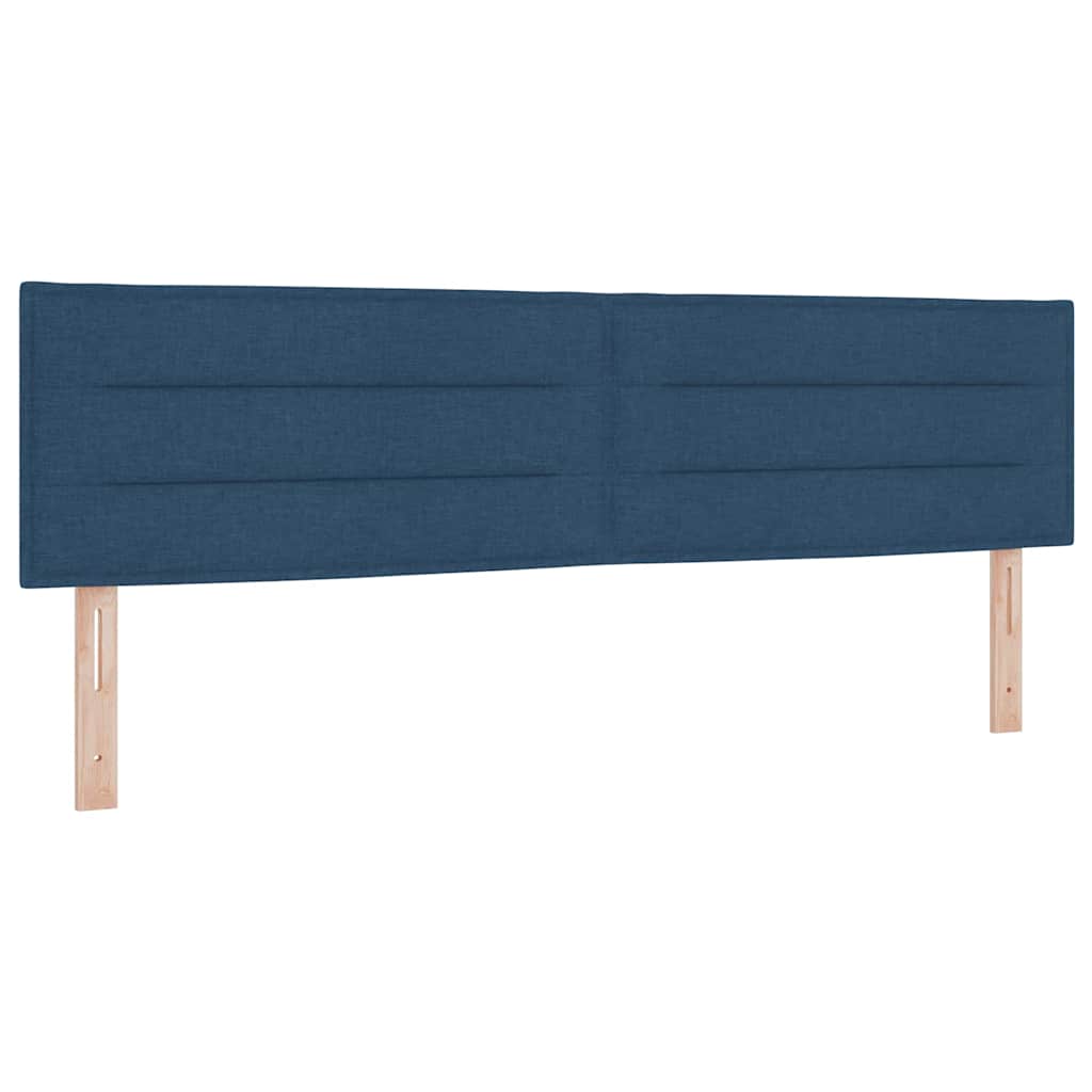 Postel S Boxspringem S Čelo Modrá 200 X 180 Cm Textil