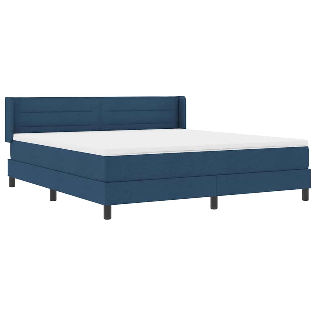 Postel S Boxspringem S Čelo Modrá 200 X 180 Cm Textil