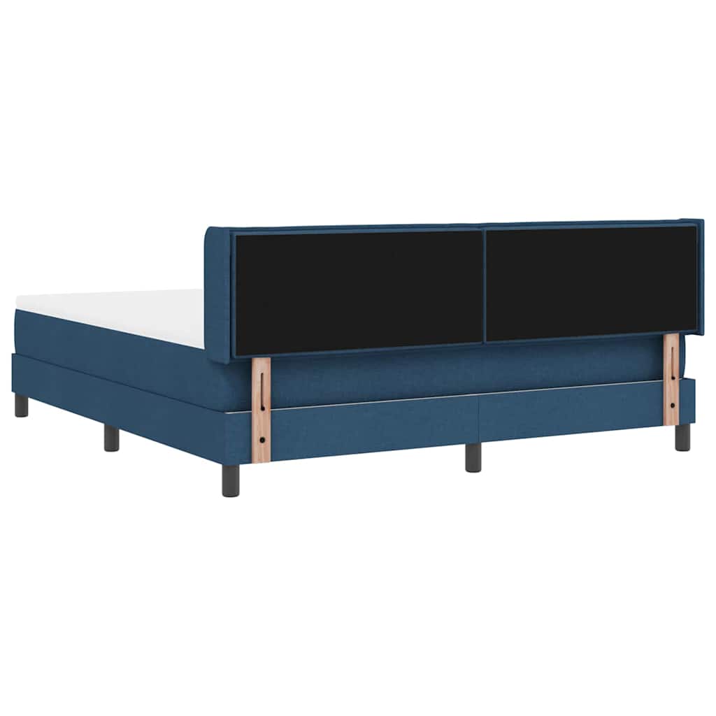 Postel S Boxspringem S Čelo Modrá 200 X 180 Cm Textil