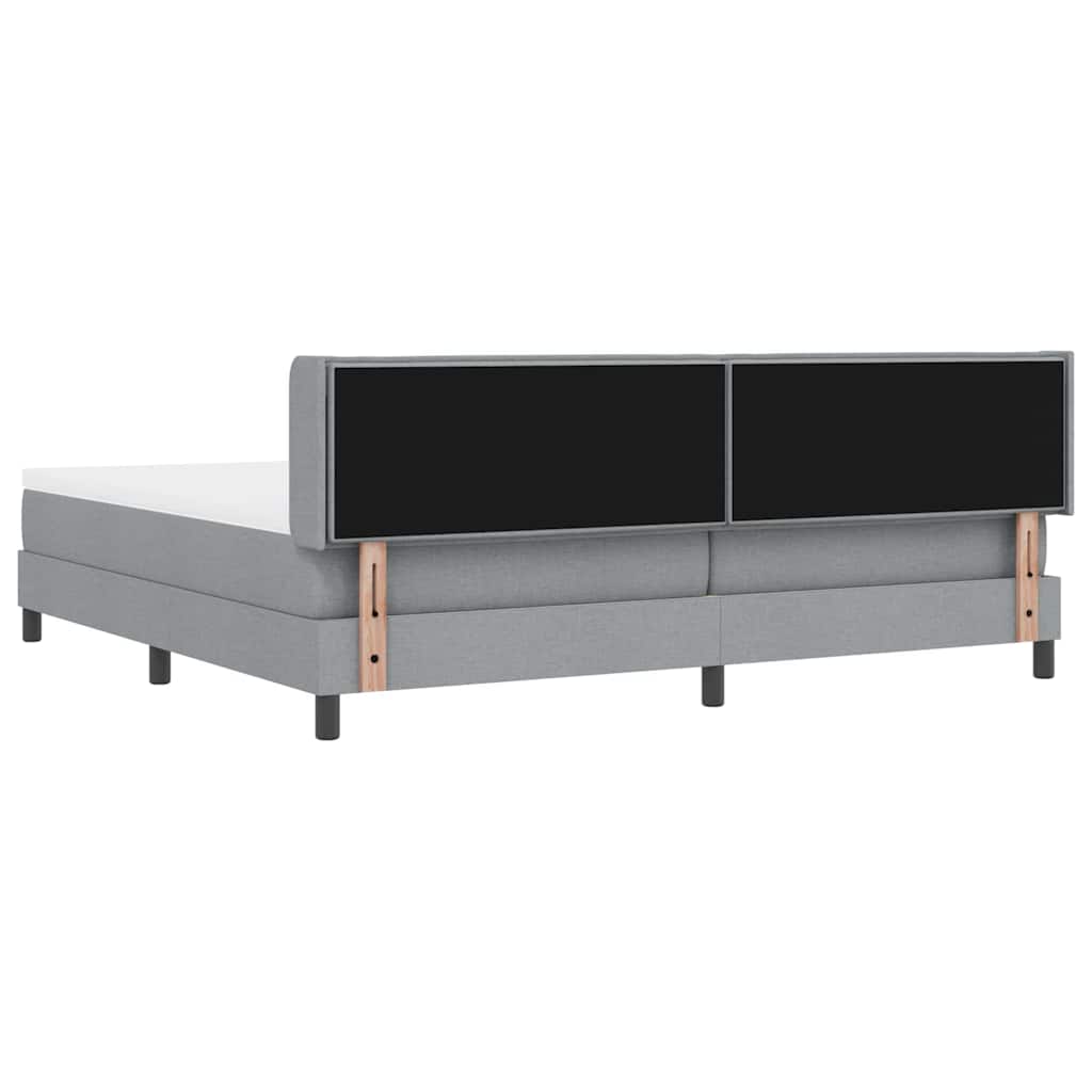 Postel S Boxspringem S Čelo Světle Šedá 200 X 200 Cm Textil