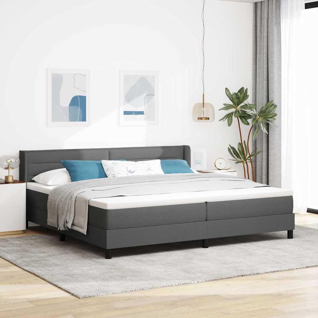 Postel S Boxspringem S Čelo Tmavě Šedá 200 X 200 Cm Textil