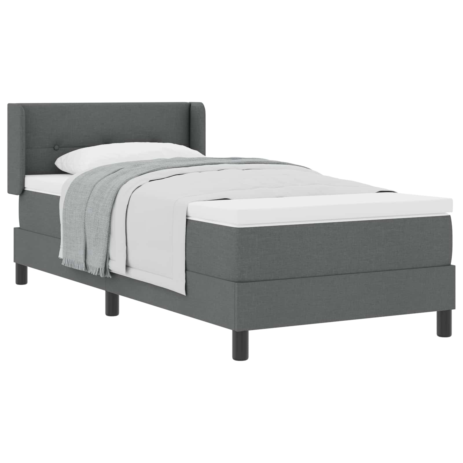 Postel S Boxspringem S Čelo Tmavě Šedá 200 X 80 Cm Textil