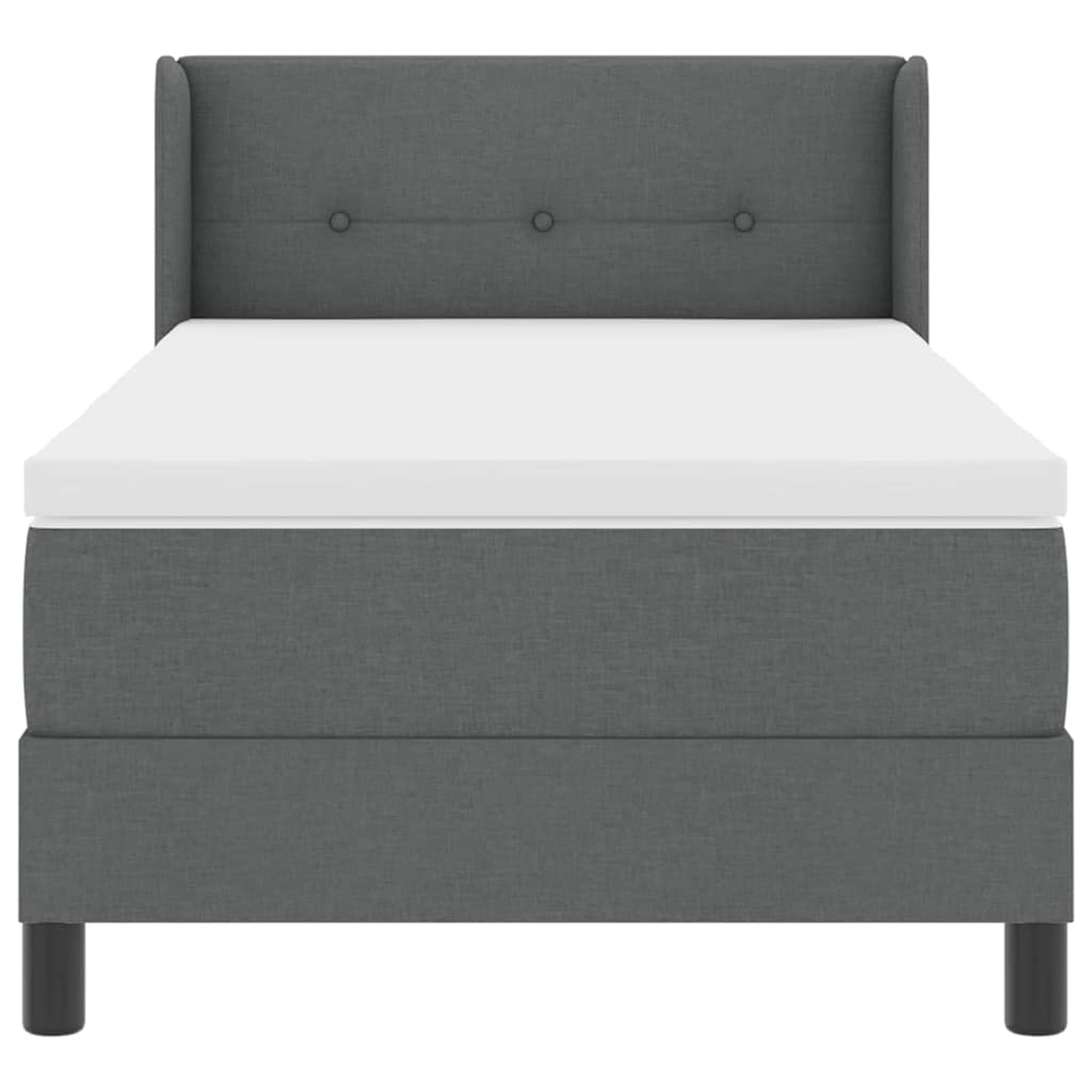 Postel S Boxspringem S Čelo Tmavě Šedá 200 X 80 Cm Textil