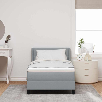 Postel S Boxspringem S Čelo Světle Šedá 190 X 90 Cm Textil