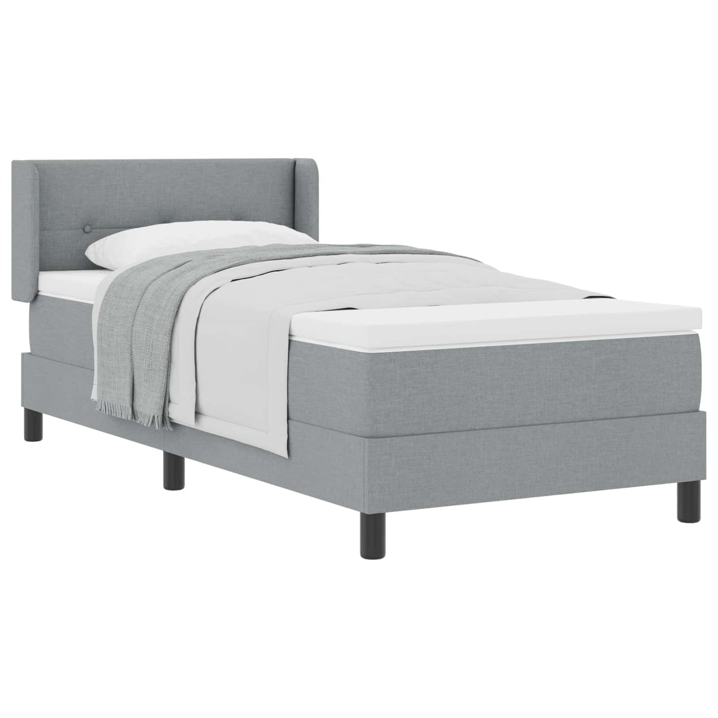 Postel S Boxspringem S Čelo Světle Šedá 190 X 90 Cm Textil