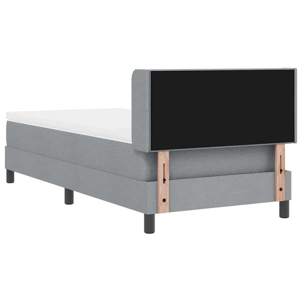 Postel S Boxspringem S Čelo Světle Šedá 200 X 90 Cm Textil