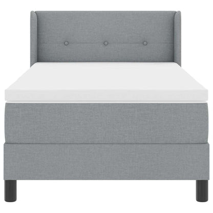 Postel S Boxspringem S Čelo Světle Šedá 200 X 90 Cm Textil