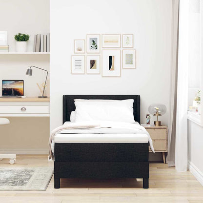 Postel S Boxspringem S Čelo Černý 200 X 90 Cm Textil