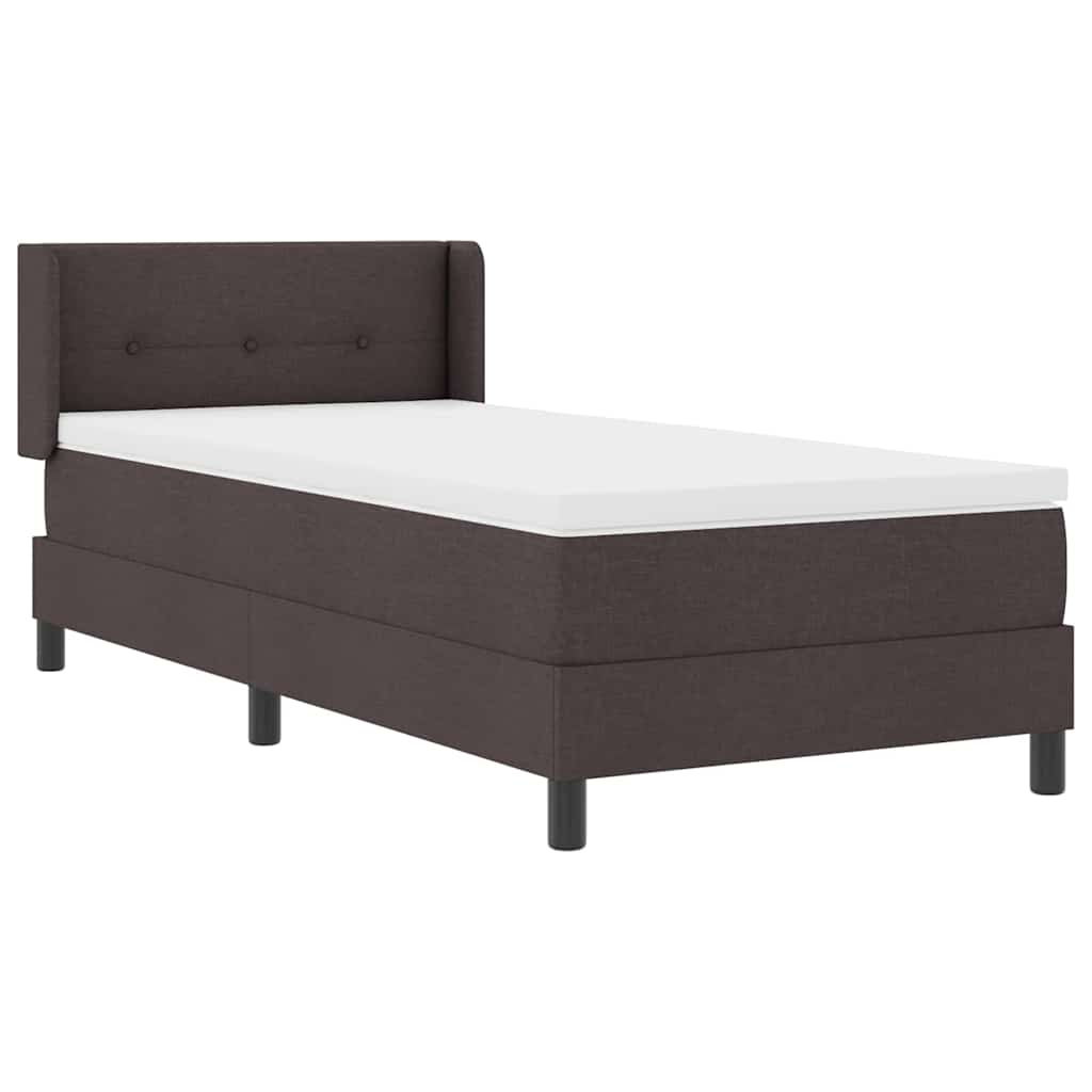 Postel S Boxspringem S Čelo Tmavě Hnědá 200 X 90 Cm Textil