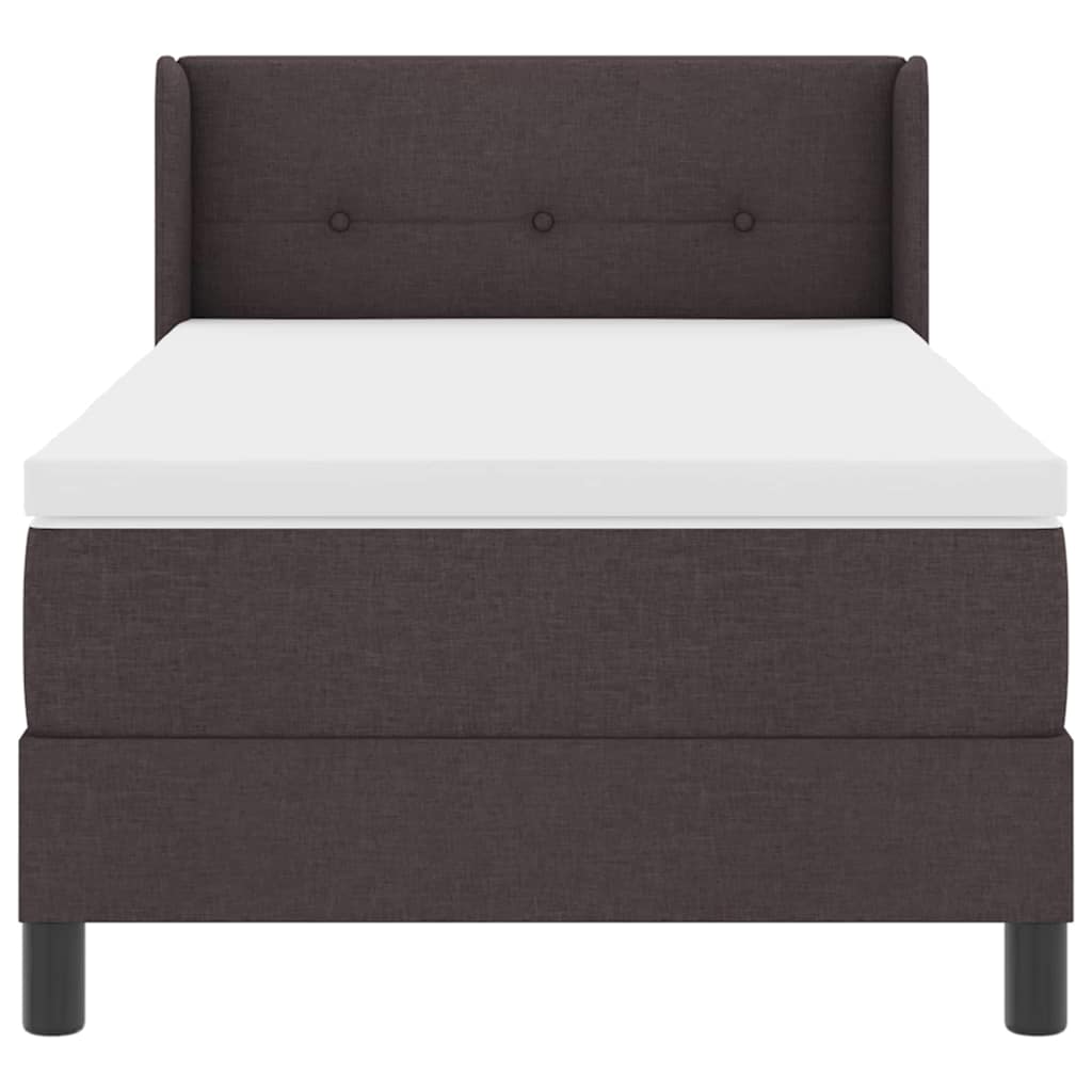 Postel S Boxspringem S Čelo Tmavě Hnědá 200 X 90 Cm Textil