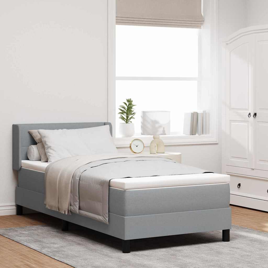 Postel S Boxspringem S Čelo Světle Šedá 200 X 100 Cm Textil