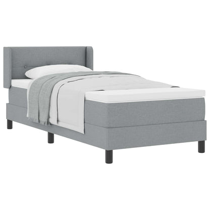 Postel S Boxspringem S Čelo Světle Šedá 200 X 100 Cm Textil
