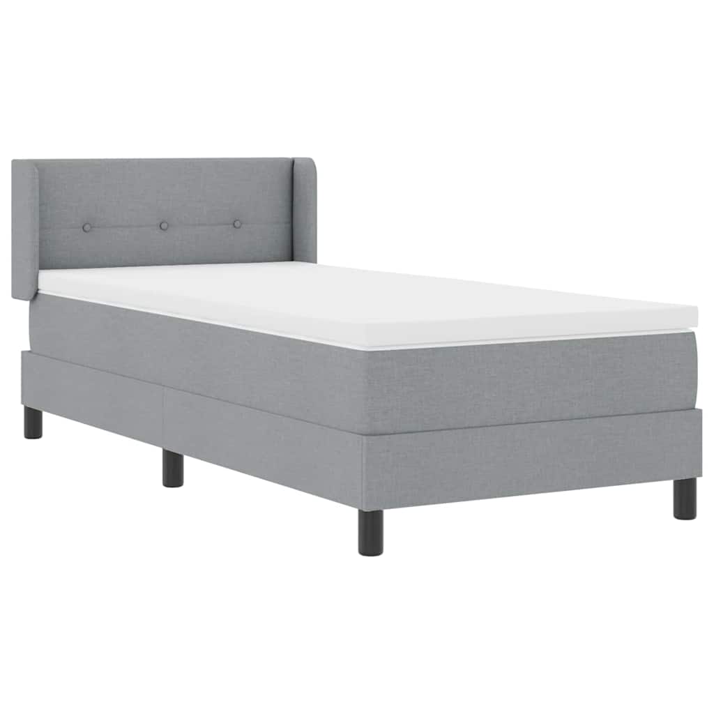 Postel S Boxspringem S Čelo Světle Šedá 200 X 100 Cm Textil