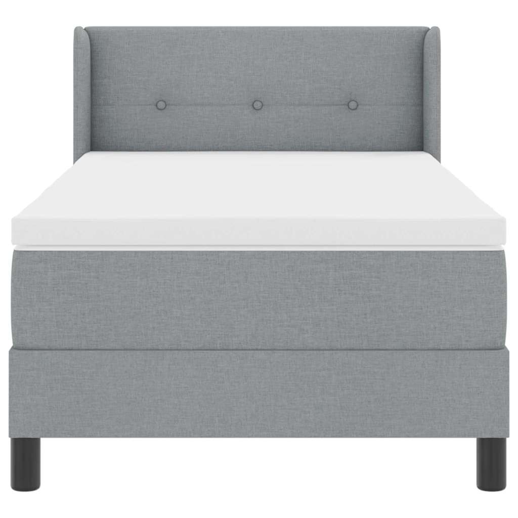 Postel S Boxspringem S Čelo Světle Šedá 200 X 100 Cm Textil