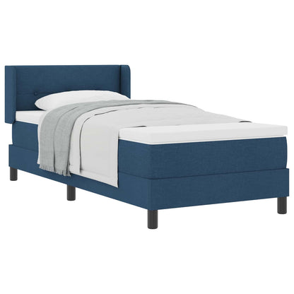 Postel S Boxspringem S Čelo Modrá 200 X 100 Cm Textil