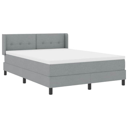 Postel S Boxspringem S Čelo Světle Šedá 190 X 140 Cm Textil
