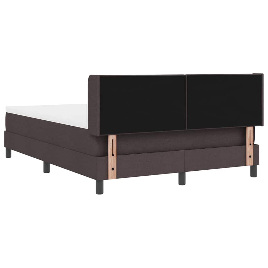 Postel S Boxspringem S Čelo Tmavě Hnědá 190 X 140 Cm Textil