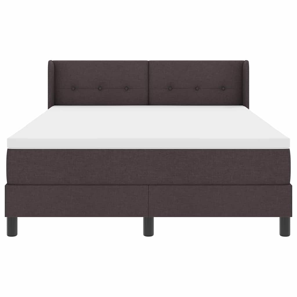 Postel S Boxspringem S Čelo Tmavě Hnědá 190 X 140 Cm Textil