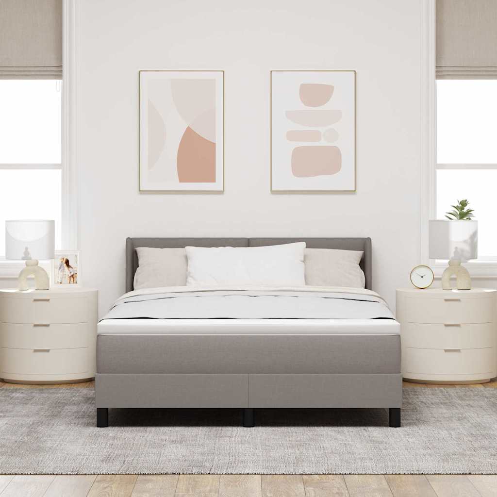 Postel S Boxspringem S Čelo Taupe 190 X 140 Cm Textil