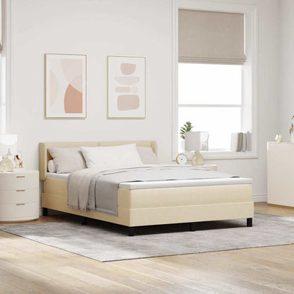Postel S Boxspringem S Čelo Krémová 190 X 140 Cm Textil