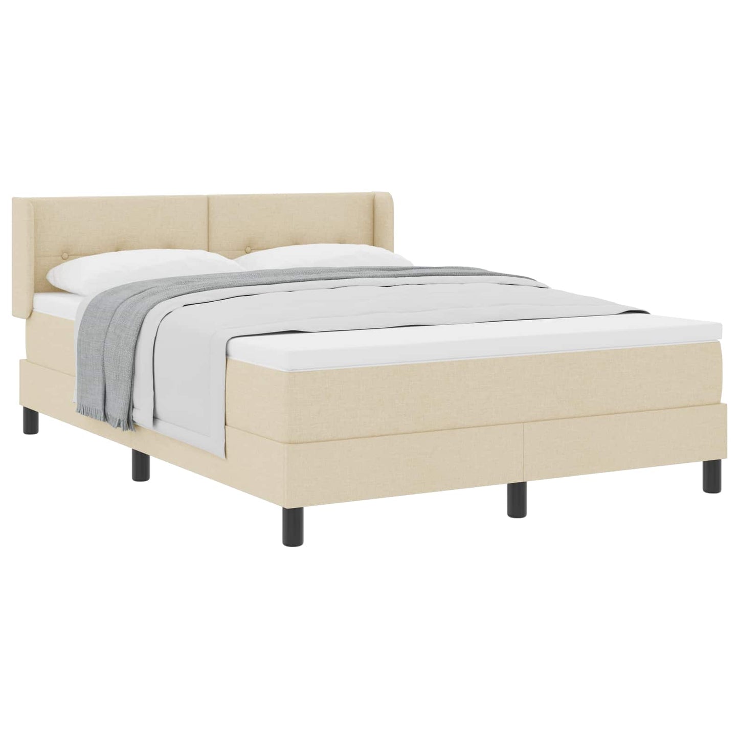 Postel S Boxspringem S Čelo Krémová 190 X 140 Cm Textil