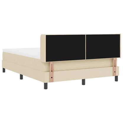 Postel S Boxspringem S Čelo Krémová 190 X 140 Cm Textil
