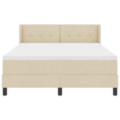 Postel S Boxspringem S Čelo Krémová 190 X 140 Cm Textil