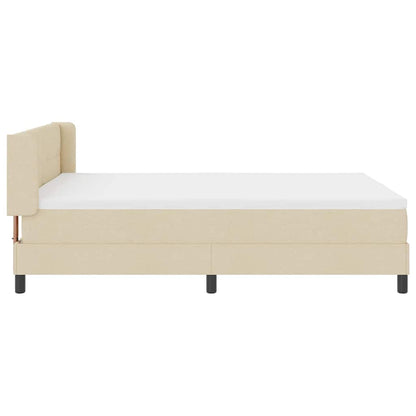 Postel S Boxspringem S Čelo Krémová 190 X 140 Cm Textil