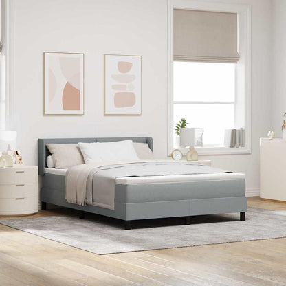 Postel S Boxspringem S Čelo Světle Šedá 200 X 140 Cm Textil