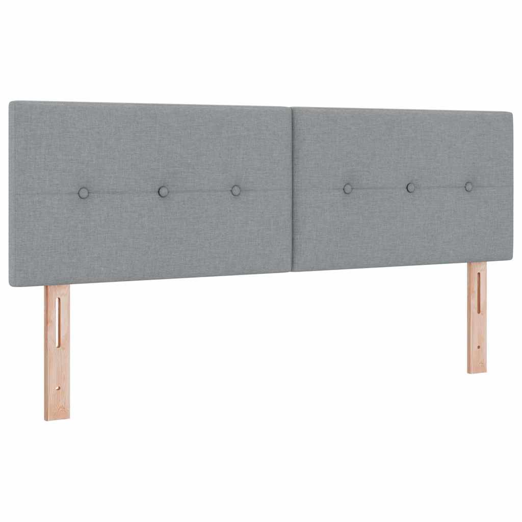 Postel S Boxspringem S Čelo Světle Šedá 200 X 140 Cm Textil